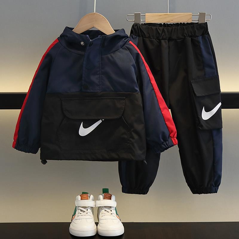 Dječji dvodijelni kostim, korejski stil, s kapuljom, dugih rukava, najlon tkanina 95%, za djecu 3–8 godina, proljeće-jesen