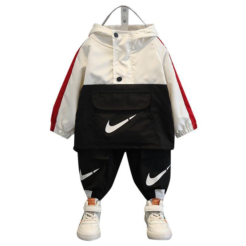 Dječji dvodijelni kostim, korejski stil, s kapuljom, dugih rukava, najlon tkanina 95%, za djecu 3–8 godina, proljeće-jesen