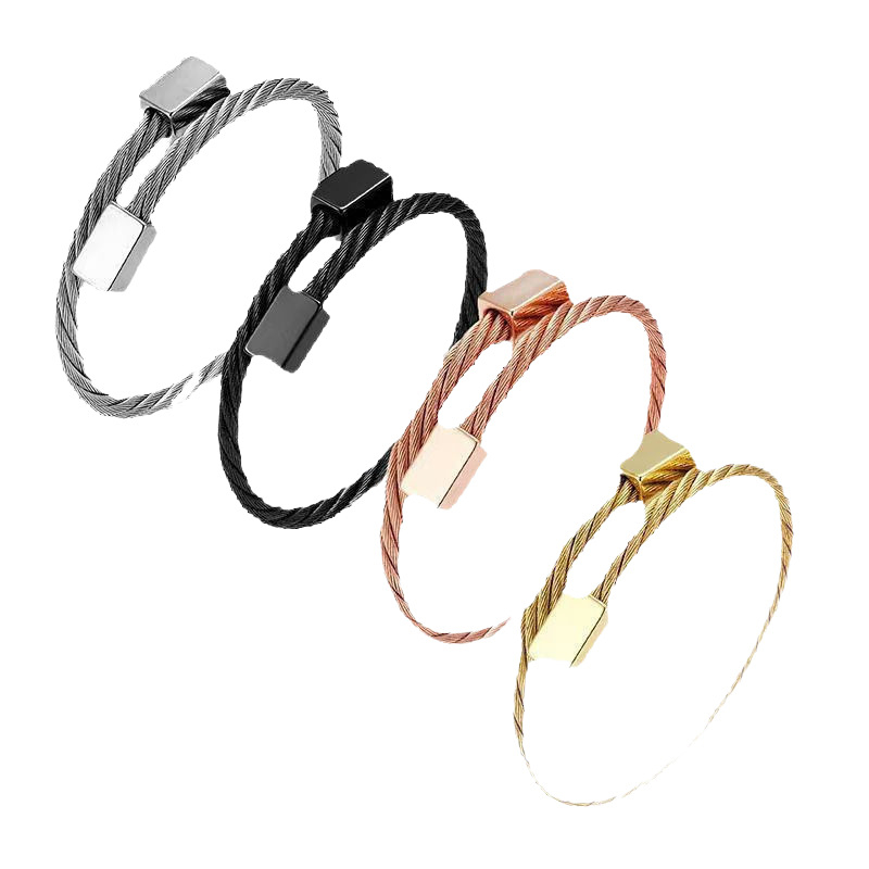 Brățară din oțel titan cu design geometric răsucit, placare electroplată, stil vintage, Primăvara 2025