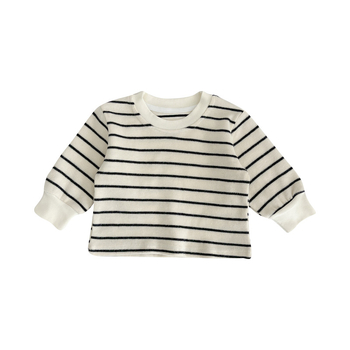 Set din două piese din bumbac pentru bebeluți: tricou cu dungi și salopetă (1–3 ani)