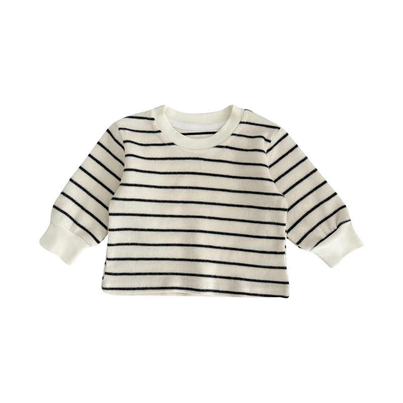 Set din două piese din bumbac pentru bebeluți: tricou cu dungi și salopetă (1–3 ani)