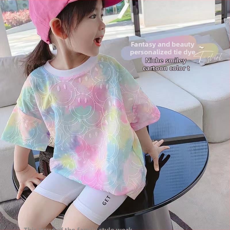 Tricou copii Finn pentru fete, mâneci scurte, bumbac mercerizat, vară