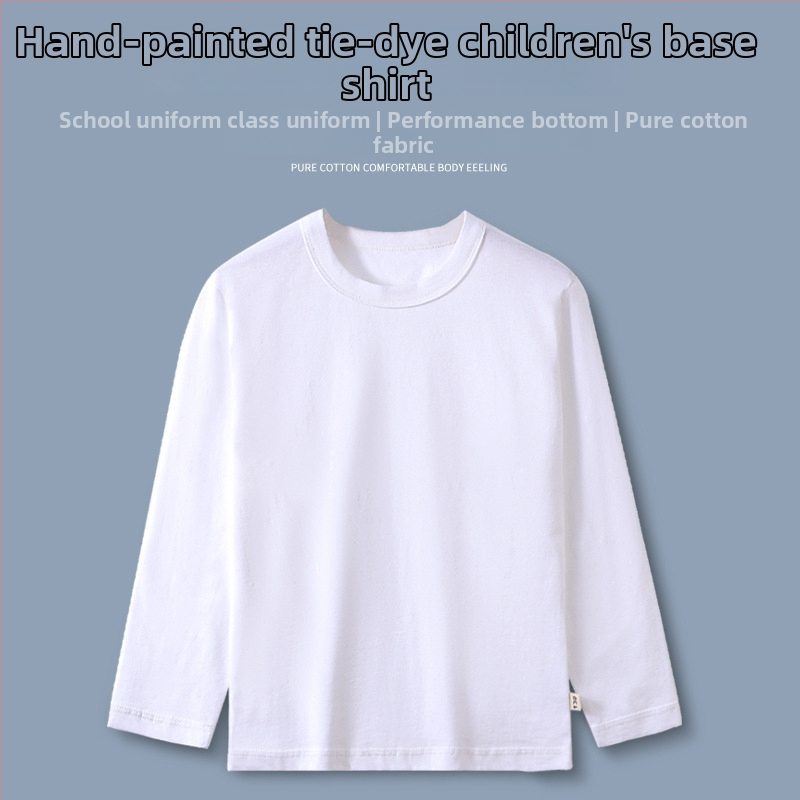 Tricou copii din bumbac, mâneci lungi, guler rotund, antistatice, pentru toate anotimpurile