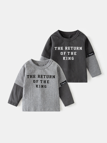 Dječje pamukaste majice s dugim rukavima, print slovima, 100% pamuk, tehnologija odvlažavanja vlage, za djecu 3–8 godina, proljeće i jesen