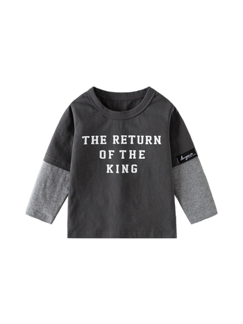 Dječje pamukaste majice s dugim rukavima, print slovima, 100% pamuk, tehnologija odvlažavanja vlage, za djecu 3–8 godina, proljeće i jesen