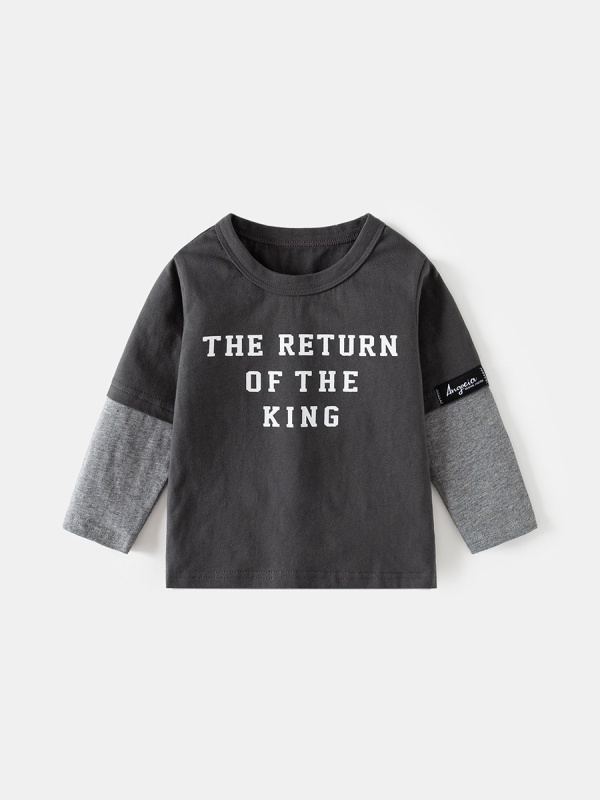 Dječje pamukaste majice s dugim rukavima, print slovima, 100% pamuk, tehnologija odvlažavanja vlage, za djecu 3–8 godina, proljeće i jesen