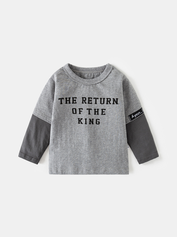 Dječje pamukaste majice s dugim rukavima, print slovima, 100% pamuk, tehnologija odvlažavanja vlage, za djecu 3–8 godina, proljeće i jesen