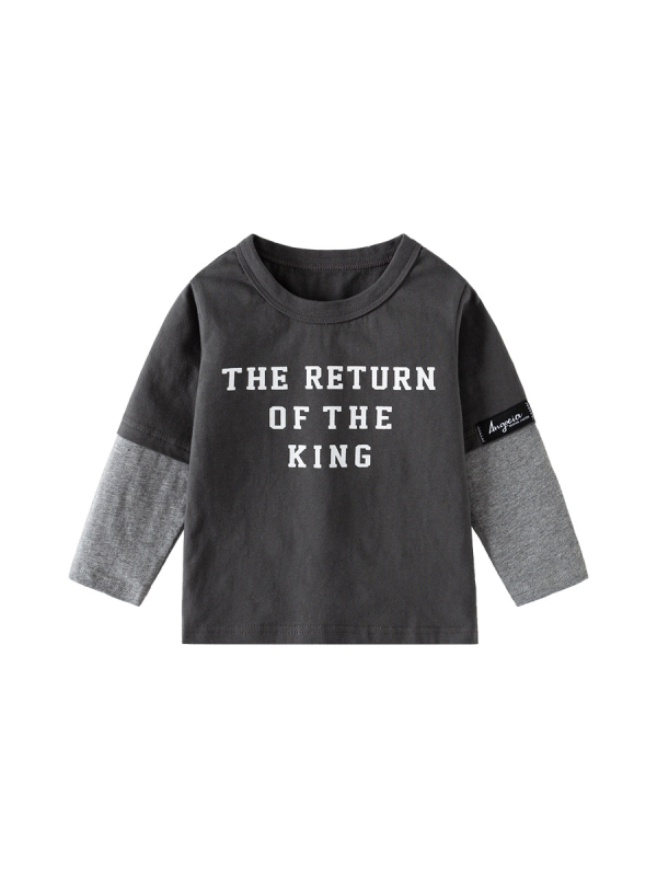 Dječje pamukaste majice s dugim rukavima, print slovima, 100% pamuk, tehnologija odvlažavanja vlage, za djecu 3–8 godina, proljeće i jesen