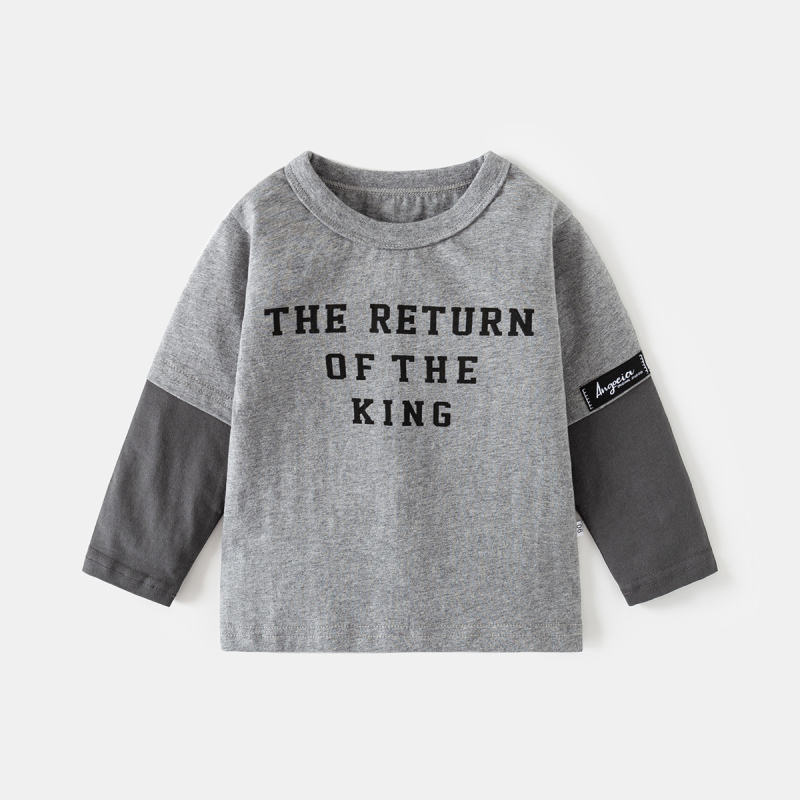 Dječje pamukaste majice s dugim rukavima, print slovima, 100% pamuk, tehnologija odvlažavanja vlage, za djecu 3–8 godina, proljeće i jesen