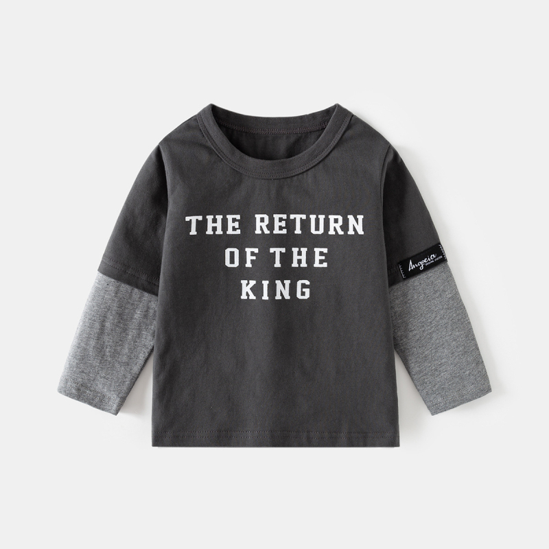 Dječje pamukaste majice s dugim rukavima, print slovima, 100% pamuk, tehnologija odvlažavanja vlage, za djecu 3–8 godina, proljeće i jesen