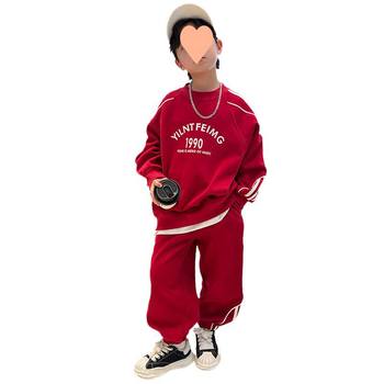 Muški dvodijelni set, korejskog stila, duga majica s dugim rukavima bez kapuljače i duge hlače, tkanina pamuk/poliester 50/50, za proljeće i jesen