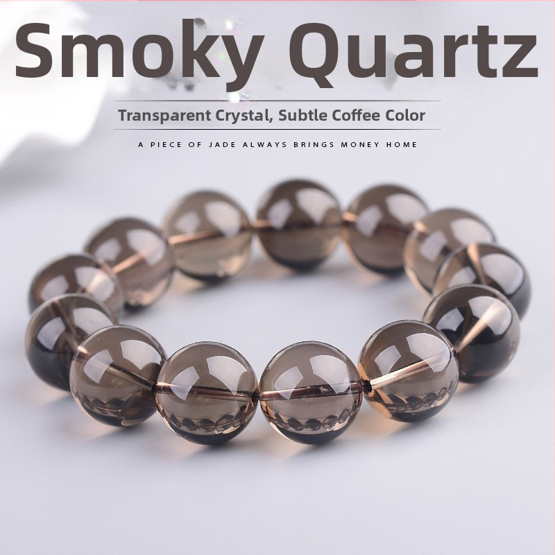 Tea Crystal Smoky Quartz käevõru, ühekordne rõngas, kerge luksusstiil, Jing Yao