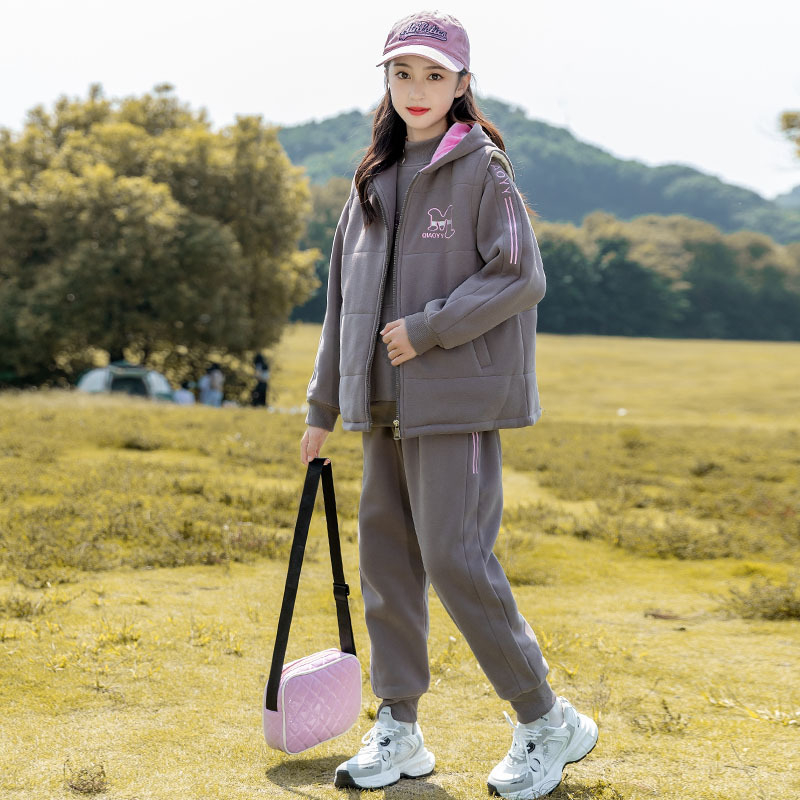 Djevojčice: zimski trodijelni set s flis podstavom