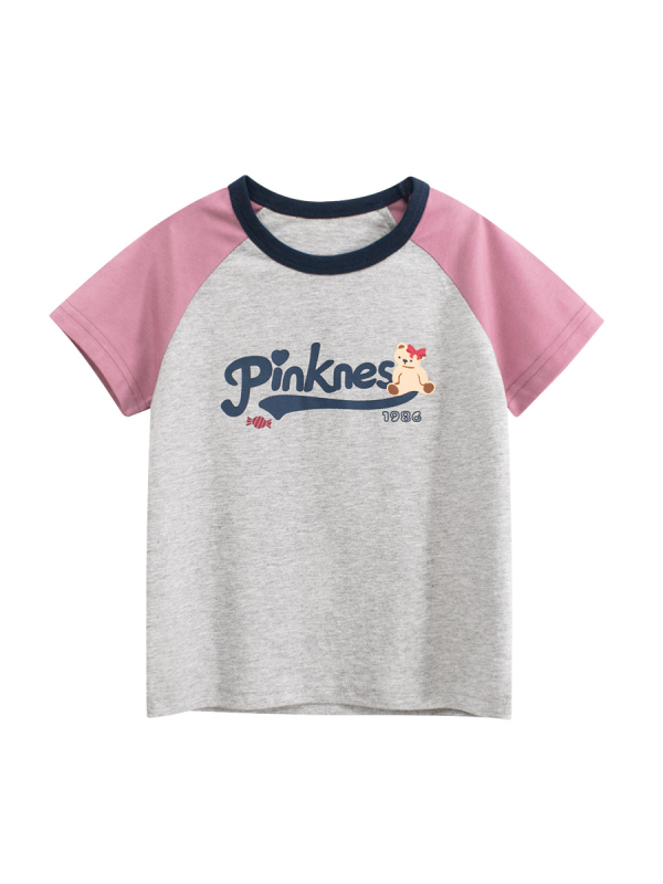 Dječje T-shirt za djevojčice - crtani print, kratki rukavi, okrugli ovratnik, 100% pamuk