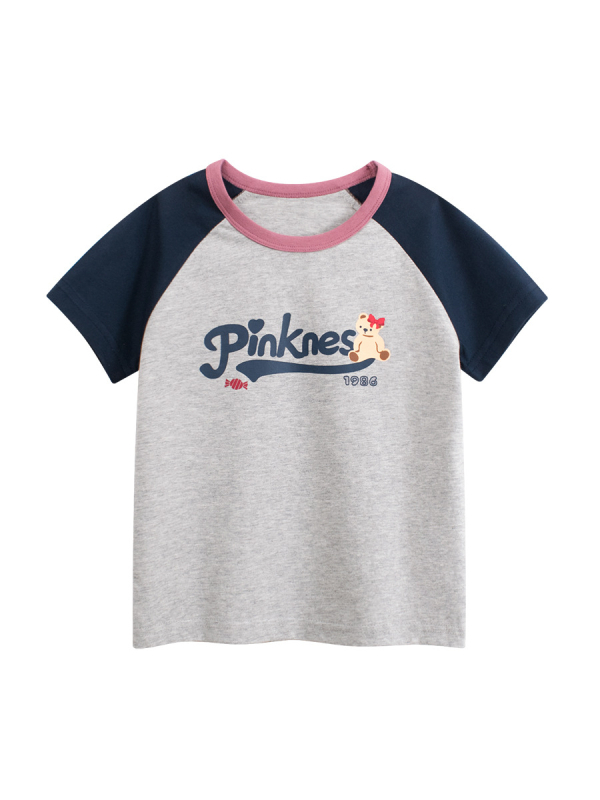 Dječje T-shirt za djevojčice - crtani print, kratki rukavi, okrugli ovratnik, 100% pamuk