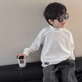 Dječja majica s visokim ovratnikom, korejskog stila, dugi rukavi, dvostrani velur