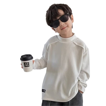 Dječja majica s visokim ovratnikom, korejskog stila, dugi rukavi, dvostrani velur