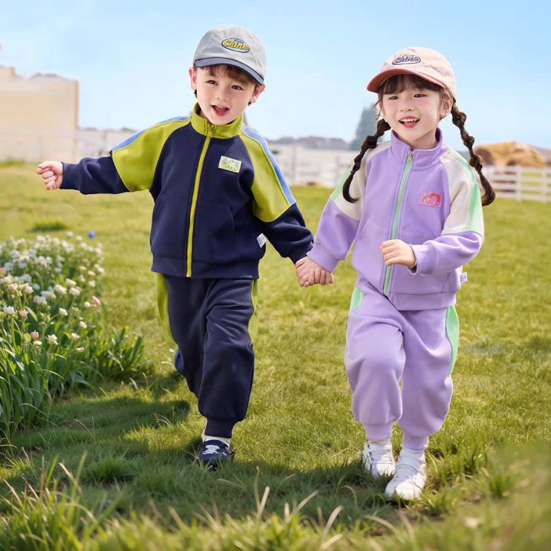 Dječji dvodijelni sportski set, unisex, dugi rukavi, pamuk‑mješavina 60% pamuk, za djecu 3–8 godina, proljeće-jesen