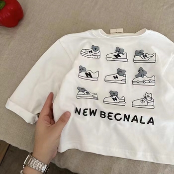 Dječja pamučna majica s dugim rukavima, unisex, korejskog stila, motiv crtnih slova, okrugli izrez, 100% pamuk, mekan materijal, za proljeće, jesen i zimu
