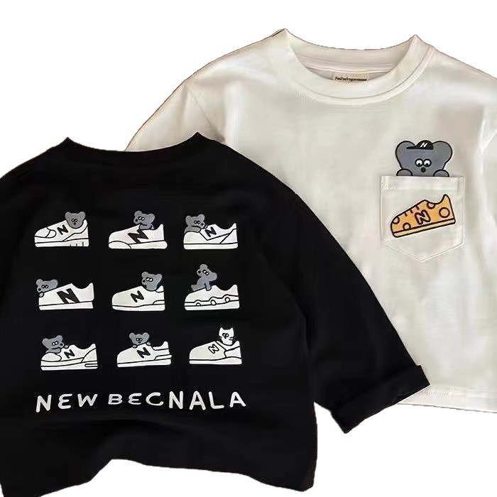 Dječja pamučna majica s dugim rukavima, unisex, korejskog stila, motiv crtnih slova, okrugli izrez, 100% pamuk, mekan materijal, za proljeće, jesen i zimu