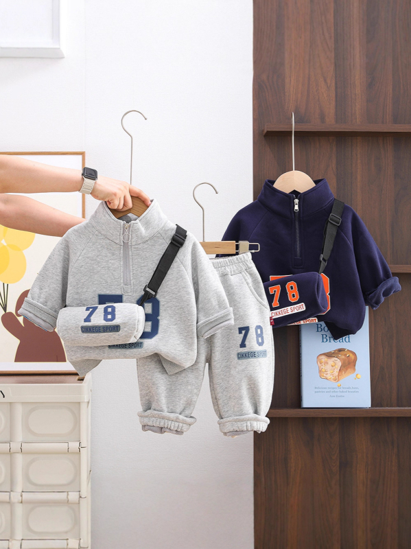 Dječji dvodijelni set s flecom i hlačama, unisex, jesen-zima 2025, 95% pamuk