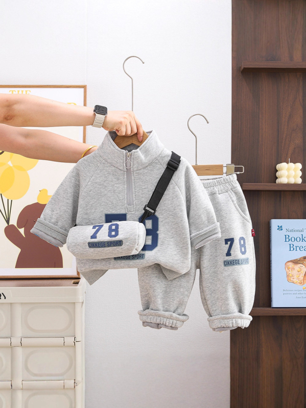 Dječji dvodijelni set s flecom i hlačama, unisex, jesen-zima 2025, 95% pamuk