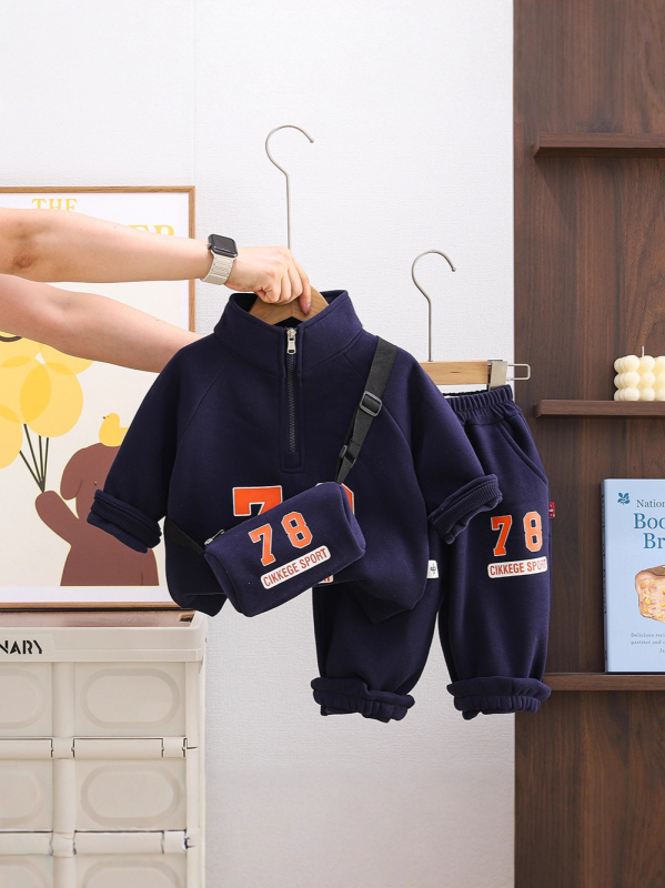 Dječji dvodijelni set s flecom i hlačama, unisex, jesen-zima 2025, 95% pamuk