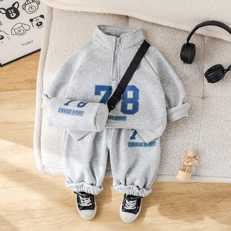 Dječji dvodijelni set s flecom i hlačama, unisex, jesen-zima 2025, 95% pamuk