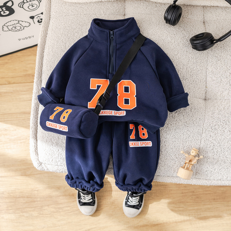 Dječji dvodijelni set s flecom i hlačama, unisex, jesen-zima 2025, 95% pamuk