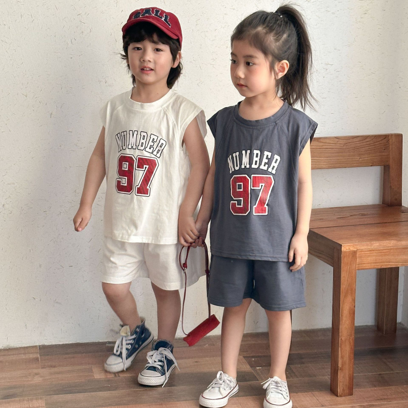 Dječji ljetni sportski komplet od 100% pamuka, korejski stil, dvodijelni set, za djecu 3–8 godina