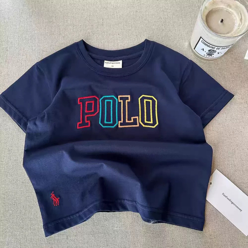 Dječji pamučni T-shirt kratkih rukava s izvezenim slovima, okrugli izrez, ljeto, za uzrast 1-8 godina