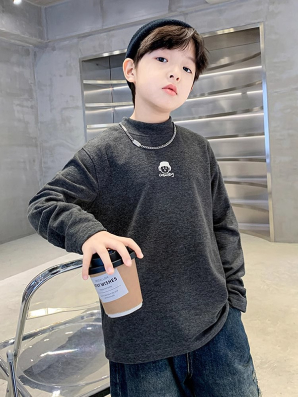 Tricou pentru copii, băieți, cu guler rotund, mâneci scurte, model dungat, absorbție a umezelii, material din bumbac