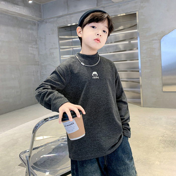 Tricou pentru copii, băieți, cu guler rotund, mâneci scurte, model dungat, absorbție a umezelii, material din bumbac