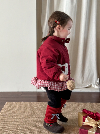 Geacă de iarnă pentru fetițe, bumbac gros, guler înalt, fermoar, model desen animat