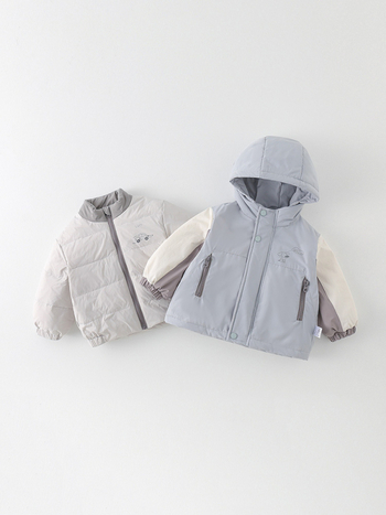 Geacă de iarnă 3 în 1 cu căptușeală detașabilă din puf, cu glugă, pentru copii 1–3 ani