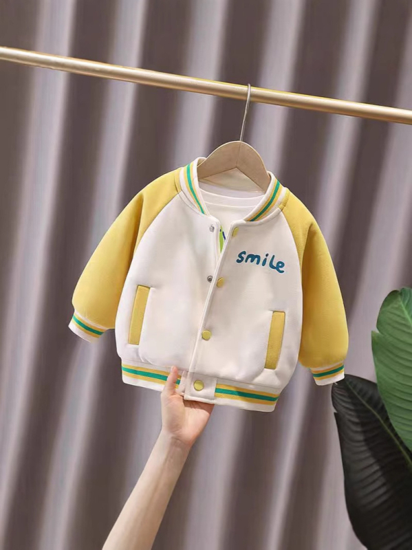 Geacă pentru copii (stil desen animat, exterior din bumbac, guler înalt, închidere cu nasturi, pentru 3–8 ani)