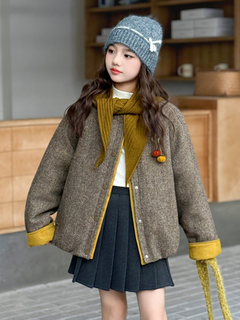 Geacă de iarnă pentru copii, cu panouri colorate, stil coreean, căptușeală groasă, închidere cu fermoar, fără glugă