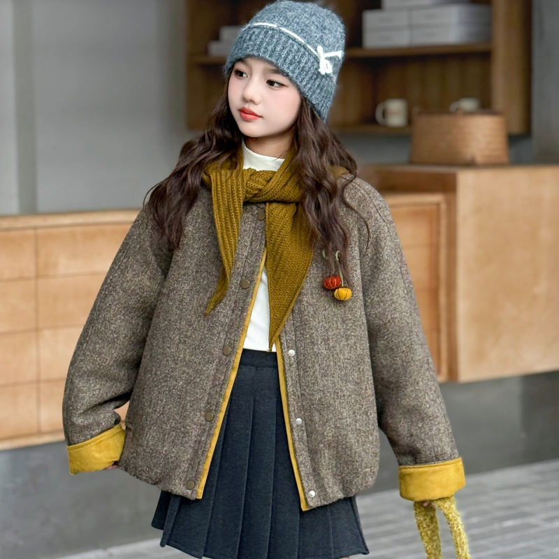 Geacă de iarnă pentru copii, cu panouri colorate, stil coreean, căptușeală groasă, închidere cu fermoar, fără glugă