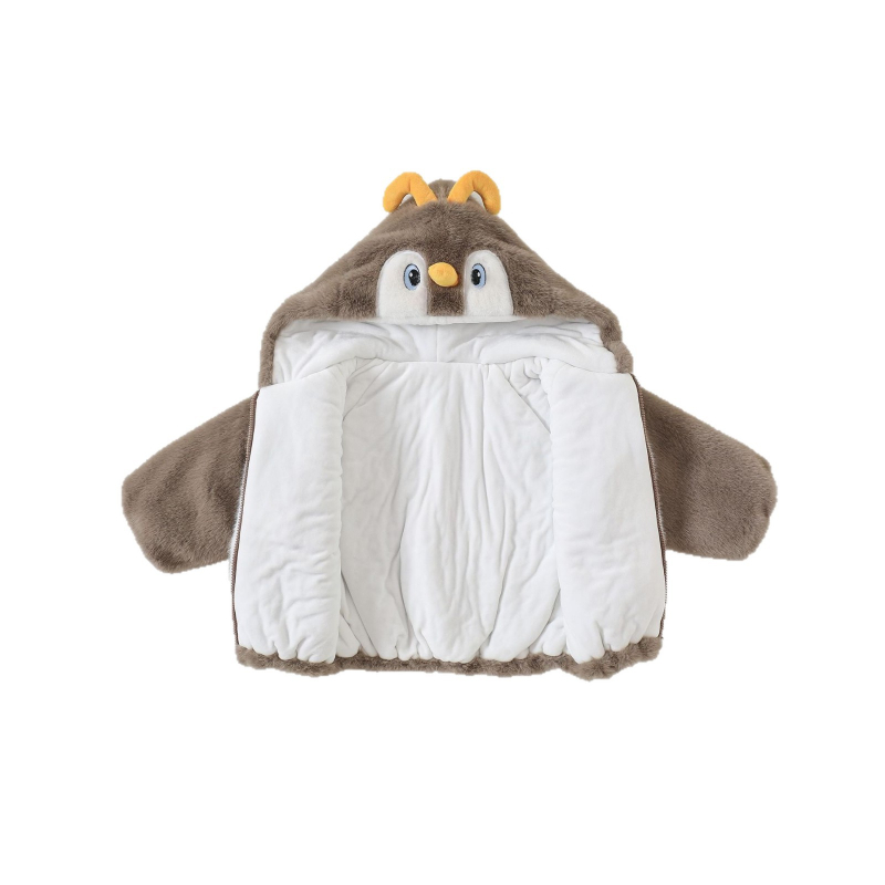 Jachetă pentru copii din bumbac cu glugă și căptușeală de fleece, unisex, model desen animat, iarnă 2025, 90% bumbac