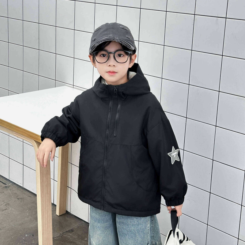 Dječja zimsku jaknu u korejskom stilu (unisex, debela, s kapuljačom)