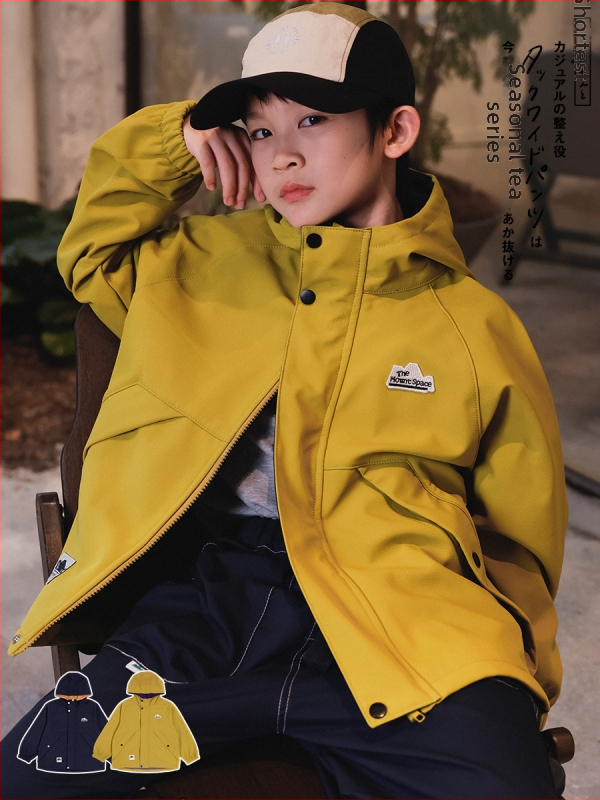 Geacă cu glugă pentru copii - băieți, toamna 2025, căptușeală fleece, exterior nylon, guler înalt, fermoar