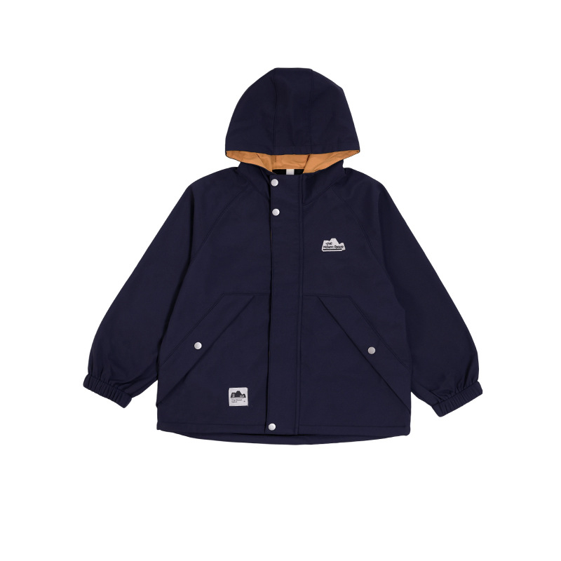 Geacă cu glugă pentru copii - băieți, toamna 2025, căptușeală fleece, exterior nylon, guler înalt, fermoar