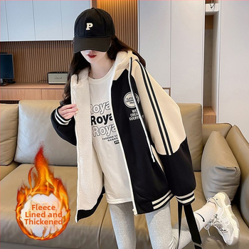 Geacă pentru copii cu glugă, iarnă, stil coreean, îngroșată, fermoar