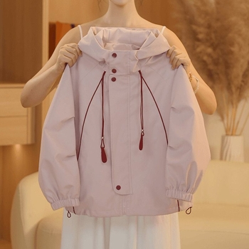 Jachetă pentru fetițe cu glugă, toamnă, protecție anti-vânt, fermoar, stil coreean, poliester