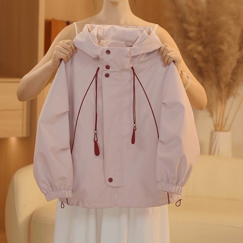 Jachetă pentru fetițe cu glugă, toamnă, protecție anti-vânt, fermoar, stil coreean, poliester