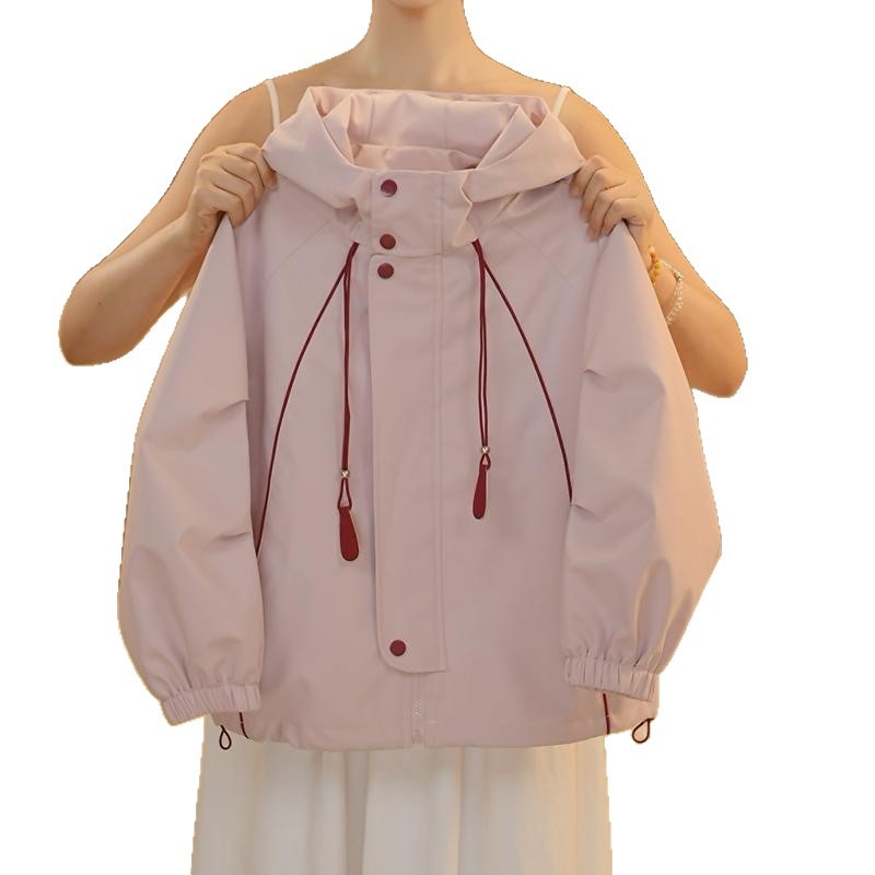 Jachetă pentru fetițe cu glugă, toamnă, protecție anti-vânt, fermoar, stil coreean, poliester