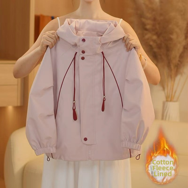 Jachetă pentru fetițe cu glugă, toamnă, protecție anti-vânt, fermoar, stil coreean, poliester