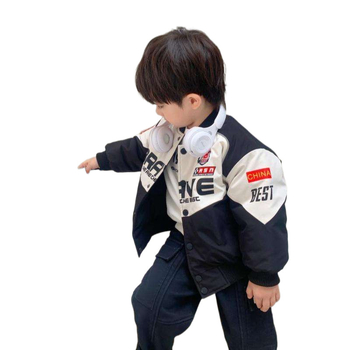 Jachetă de baseball pentru copii, băiat, guler rotund, material Vinylon, închidere cu nasturi pe o singură rând, stil casual, primăvară 2023