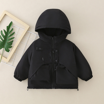 Jachetă pentru copii cu umplutură Shy Cat, cu glugă, rezistentă la vânt și apă până la 3000 mm, respirabilă 5000 mm, exterior poliester cu căptușeală din bumbac, pentru copii 3–8 ani