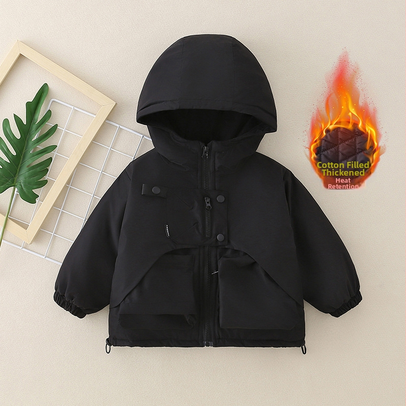 Jachetă pentru copii cu umplutură Shy Cat, cu glugă, rezistentă la vânt și apă până la 3000 mm, respirabilă 5000 mm, exterior poliester cu căptușeală din bumbac, pentru copii 3–8 ani